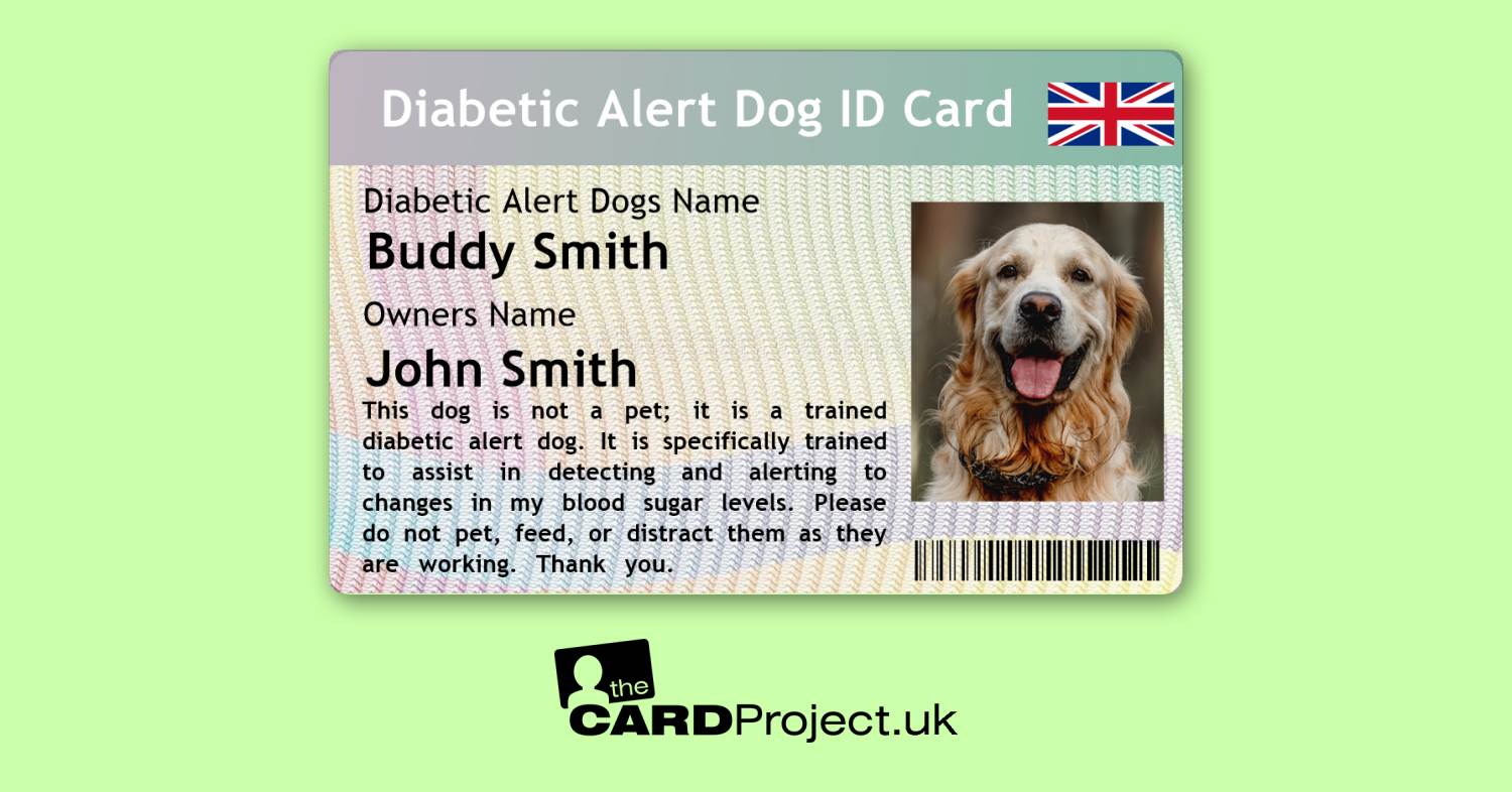 Diabetic Alert Dog ID Card (FRONT)